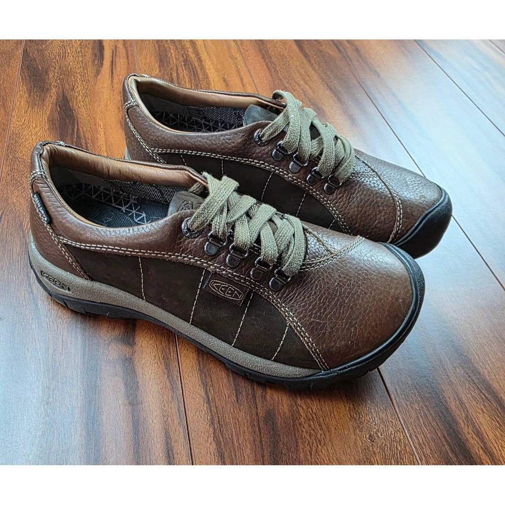 Keen Presidio Brown Leather Walking Shoes Womens 7 Low Hiking Sneakers 1011400